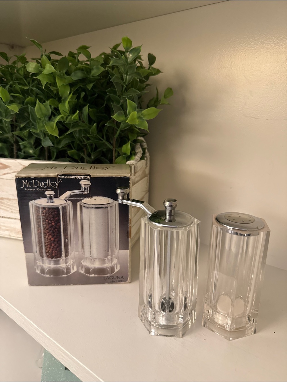 Vintage Mr. Dudley Laguna Acrylic Pepper Mill & Salt Shaker Set 3101T MCM